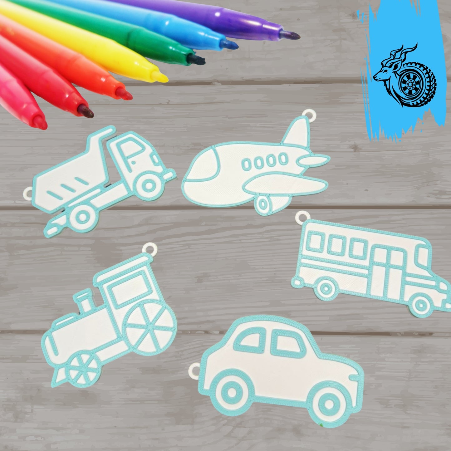 DIY Transport Colouring Keychain (Pack of 6)