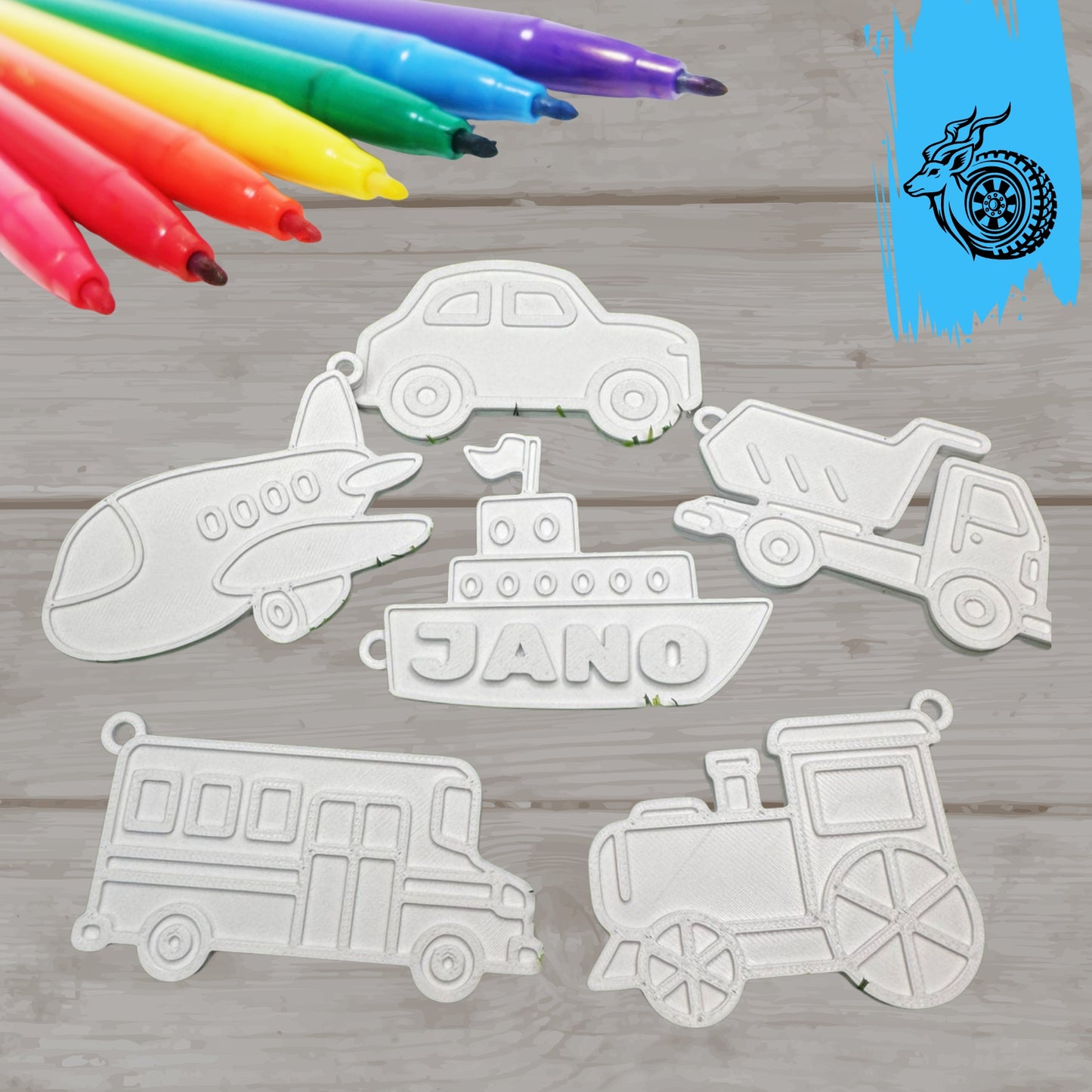DIY Transport Colouring Keychain (Pack of 6)