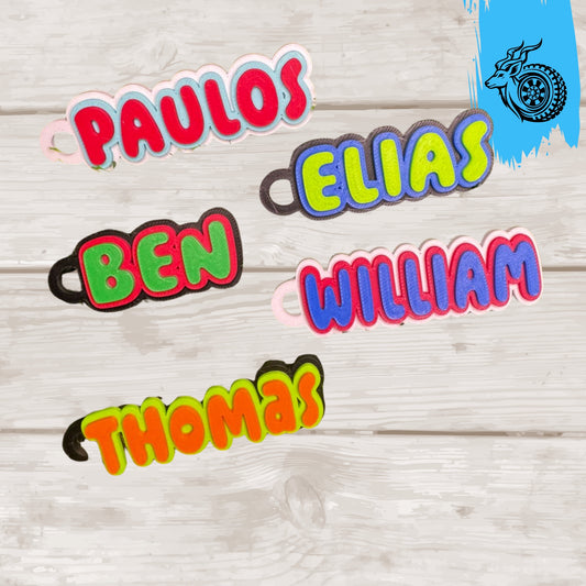 Triple-Layer Personalised Name Keyring - BUBBLY FONT