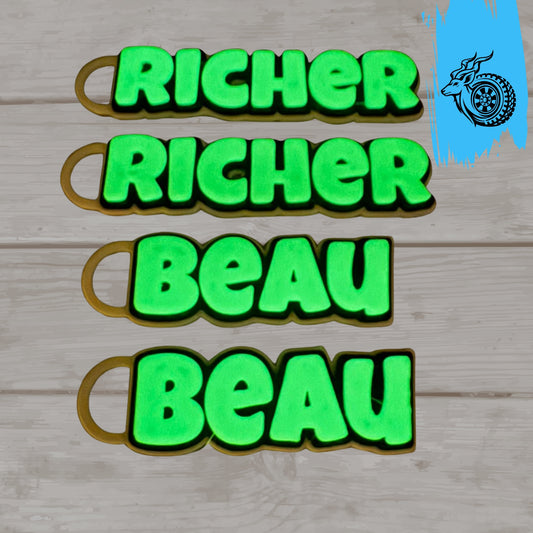 GLOW-IN-THE-DARK Double-Layer Personalised Name Keyring - BLOCKY FONT