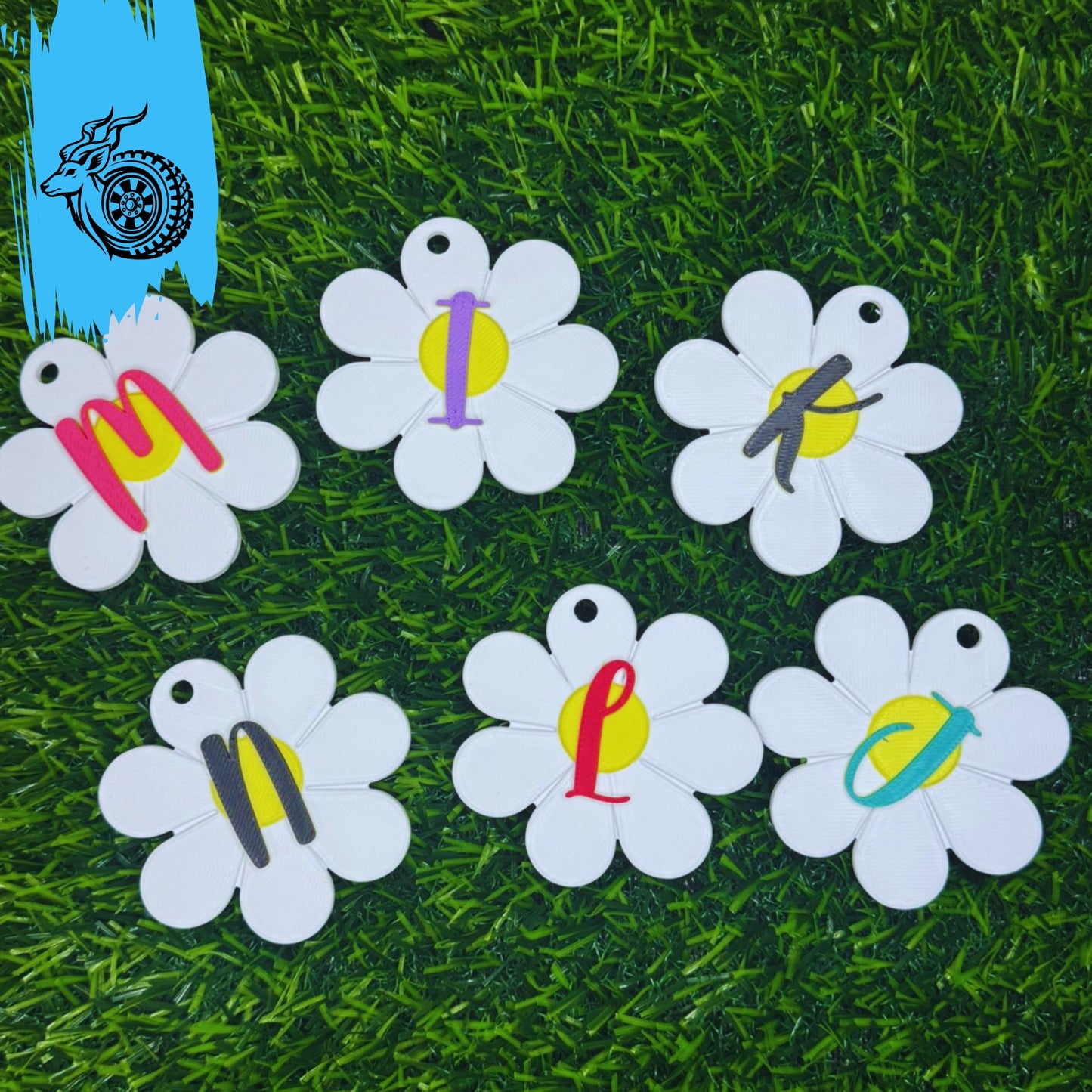 Daisy Initial Keychain