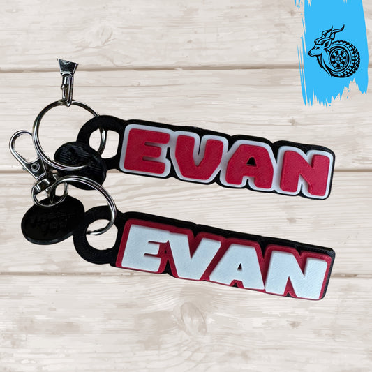 Triple-Layer Personalised Name Keyring - BLOCKY FONT