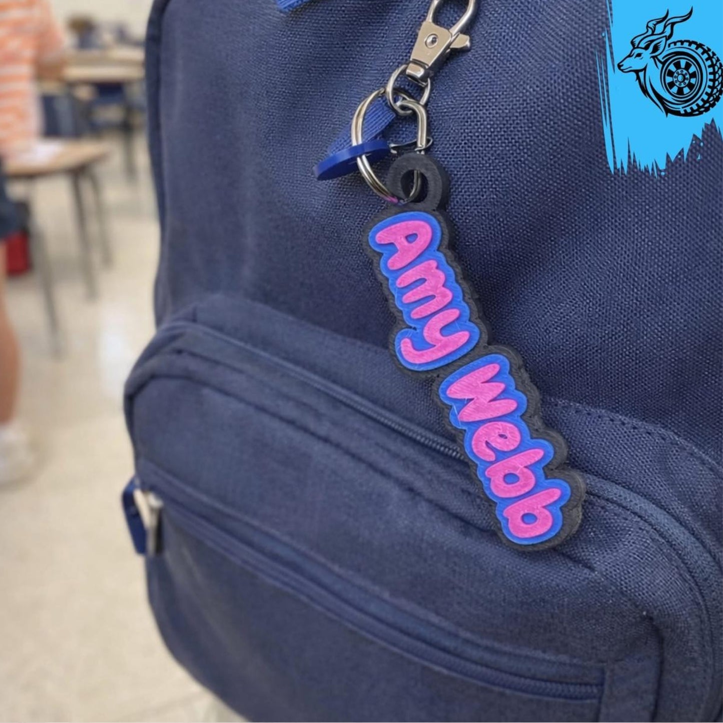 Triple-Layer Personalised Name Keyring - FUNKY FONT