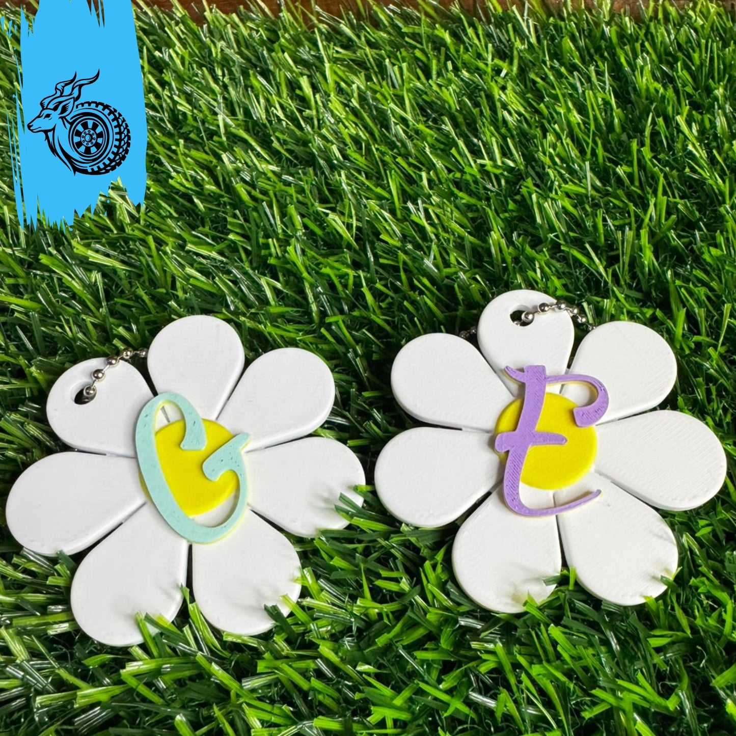 Daisy Initial Keychain