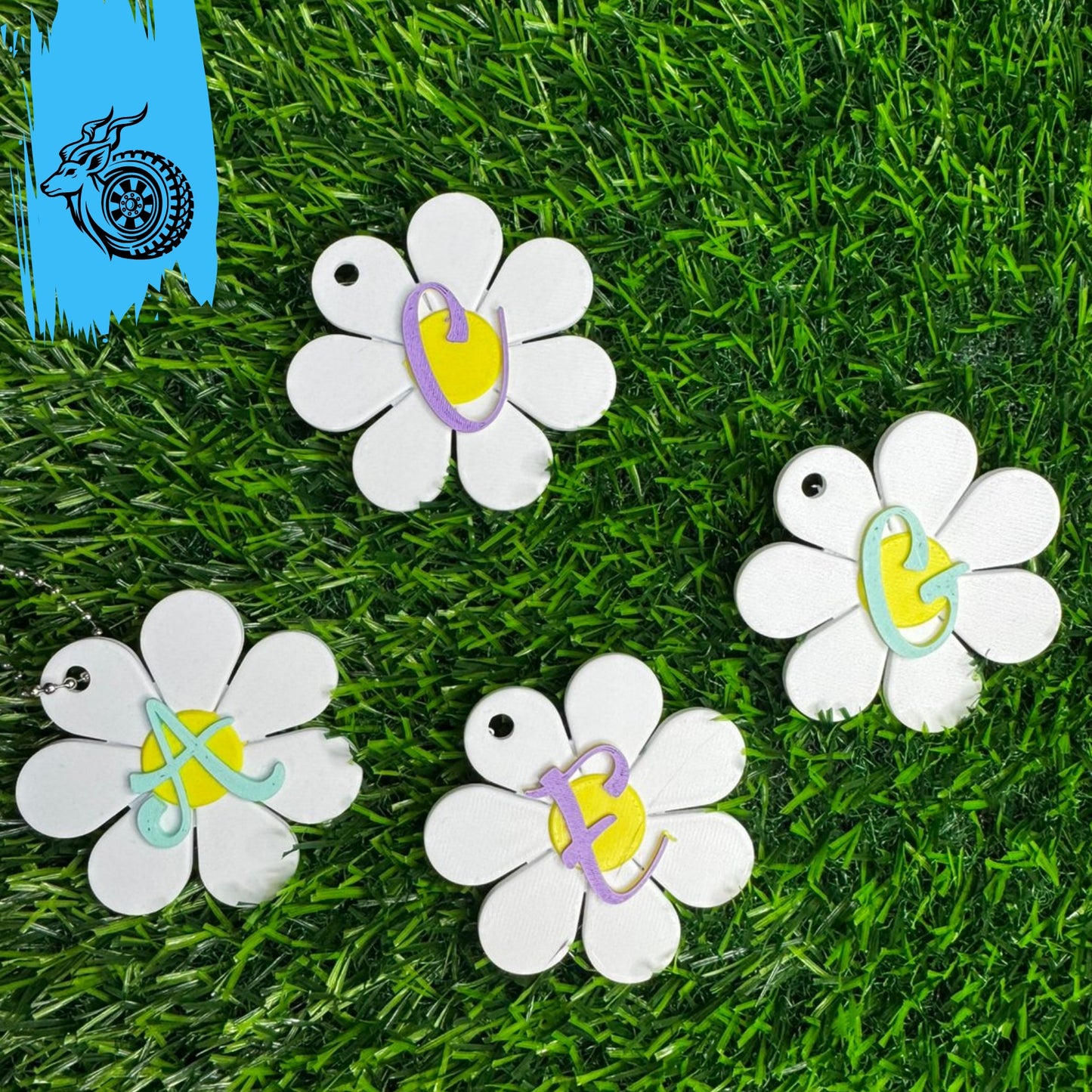 Daisy Initial Keychain