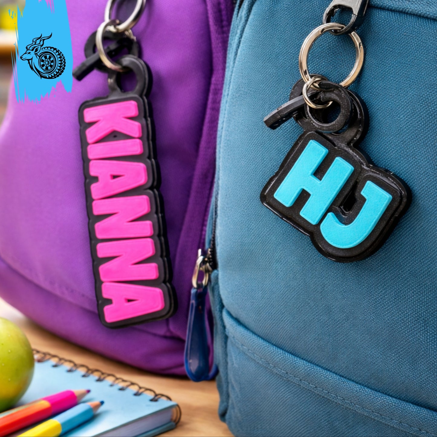 Triple-Layer Personalised Name Keyring - BLOCKY FONT