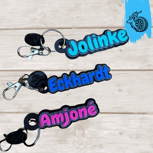 Triple-Layer Personalised Name Keyring - FUNKY FONT
